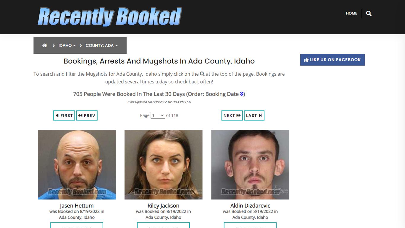 Recent bookings, Arrests, Mugshots in Ada County, Idaho - Recently Booked